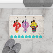 Load image into Gallery viewer, Bath Mat - Beautiful Northern Traditional Dancers on Ledger Paper drawn by Angela Gillette