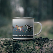 Load image into Gallery viewer, Enamel Camping Mug - Horse, Aqua Green Gradient