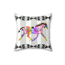Load image into Gallery viewer, Faux Suede Square Pillow – Native Horse Art