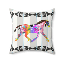 Load image into Gallery viewer, Faux Suede Square Pillow – Native Horse Art