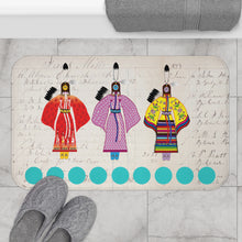 Load image into Gallery viewer, Bath Mat - Beautiful Northern Traditional Dancers on Ledger Paper drawn by Angela Gillette