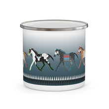 Load image into Gallery viewer, Enamel Camping Mug - Horse, Aqua Green Gradient