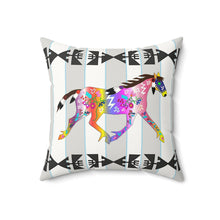 Load image into Gallery viewer, Faux Suede Square Pillow – Native Horse Art