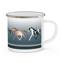 Load image into Gallery viewer, Enamel Camping Mug - Horse, Aqua Green Gradient