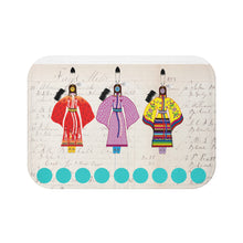Load image into Gallery viewer, Bath Mat - Beautiful Northern Traditional Dancers on Ledger Paper drawn by Angela Gillette