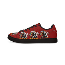 Load image into Gallery viewer, Women's Red Low-Top Leather Sneakers - Ledger Horse Design by Butch Thunderhawk