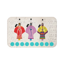 Load image into Gallery viewer, Bath Mat - Beautiful Northern Traditional Dancers on Ledger Paper drawn by Angela Gillette