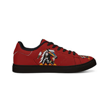 Load image into Gallery viewer, Women's Red Low-Top Leather Sneakers - Ledger Horse Design by Butch Thunderhawk