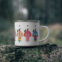 Load image into Gallery viewer, Enamel Camping Mug - Ladies Northern Traditional Dancers

