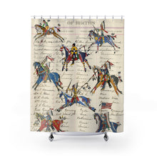Load image into Gallery viewer, White Thunder Ledger Horses Shower Curtains - Natural
