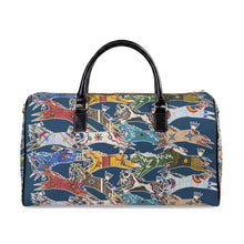 Load image into Gallery viewer, Faux Leather Travel Bag - Butch Thunderhawk Ledger Art Horses
