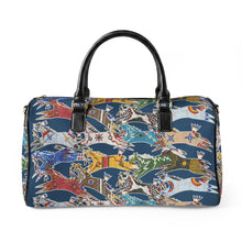 Load image into Gallery viewer, Faux Leather Travel Bag - Butch Thunderhawk Ledger Art Horses
