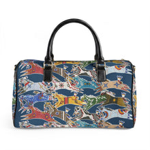 Load image into Gallery viewer, Faux Leather Travel Bag - Butch Thunderhawk Ledger Art Horses
