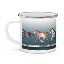 Load image into Gallery viewer, Enamel Camping Mug - Horse, Aqua Green Gradient

