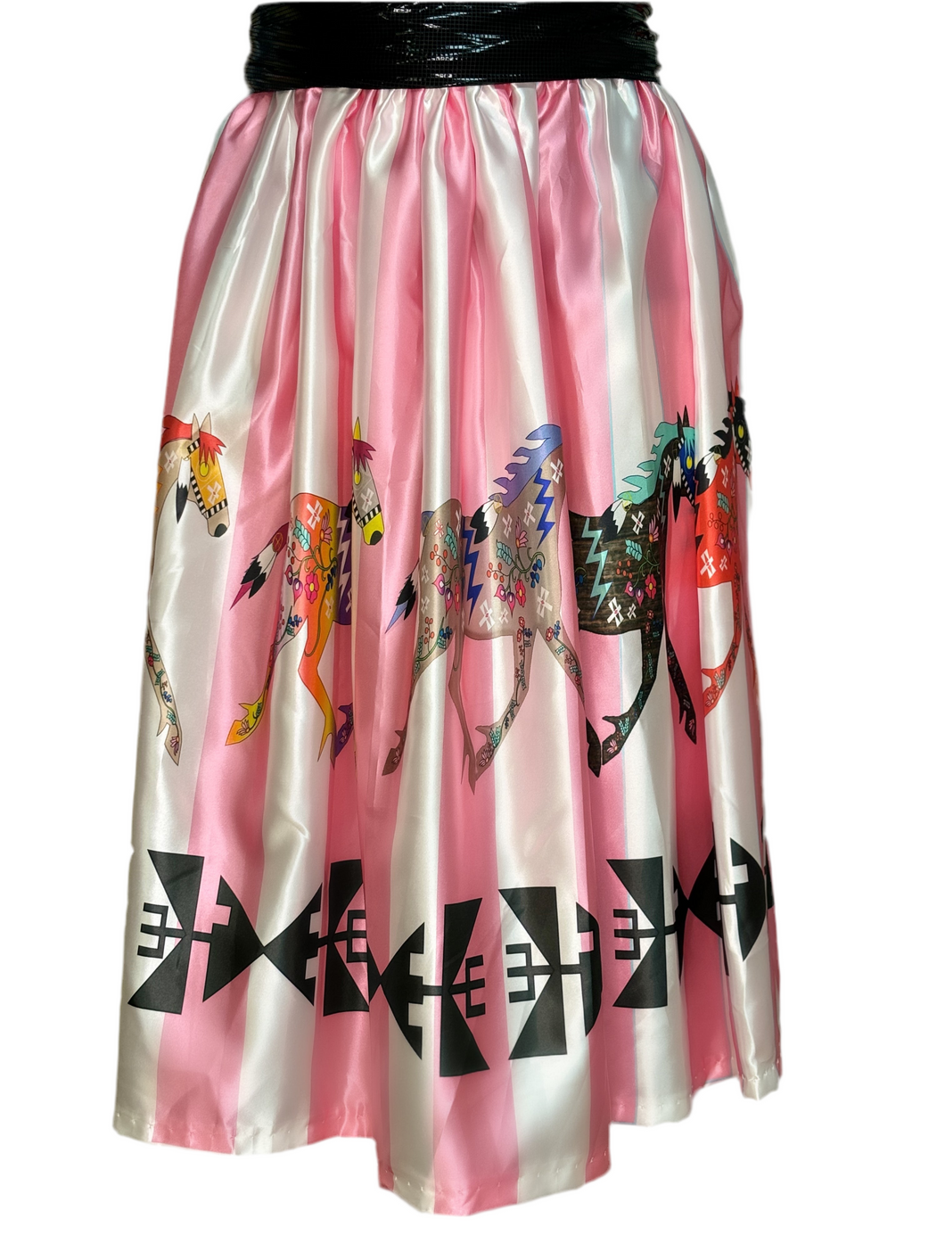 Striped Pink/White with Horses