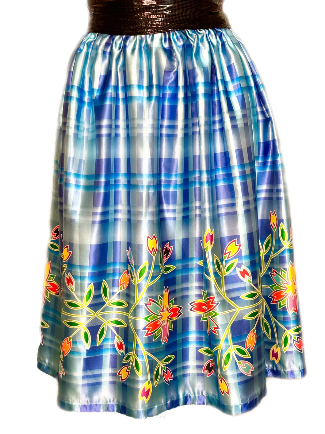Blue Plaid Floral