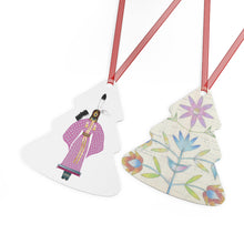 Load image into Gallery viewer, Traditional Dancer &amp; Floral Ledger - Cultural Christmas Tree Decor metal ornament

