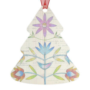 Traditional Dancer and Floral Ledger on Metal Ornament