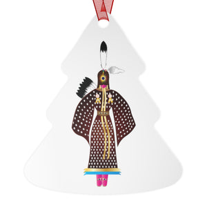Traditional Dancer and Floral Ledger on Metal Ornament