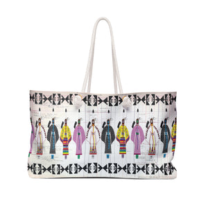 White Corn Wear Weekender Bag / Ladies Northern Traditional Dancers on Ledger Paper