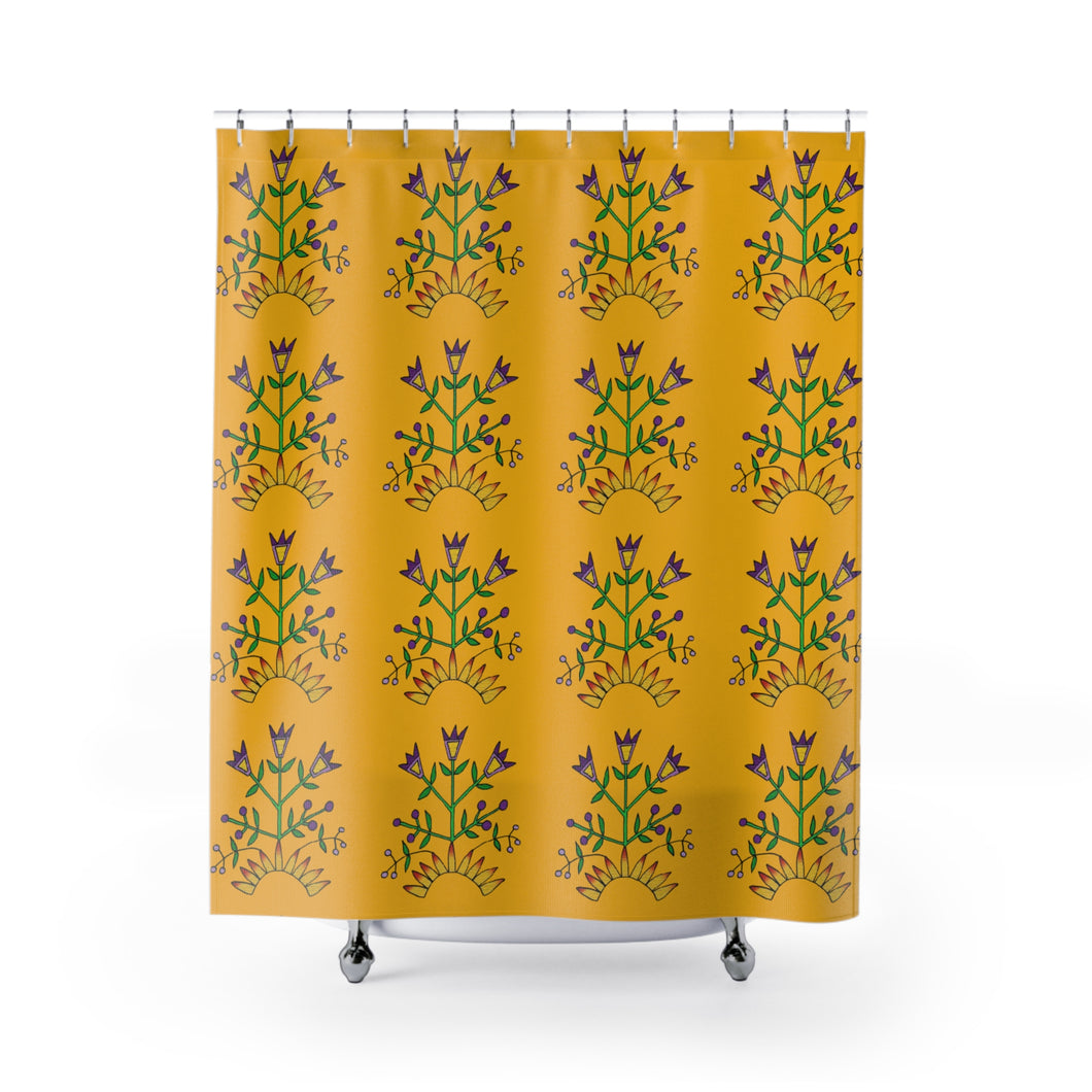 Floral Shower Curtain drawn by Butch Thunderhawk - Midwest Design