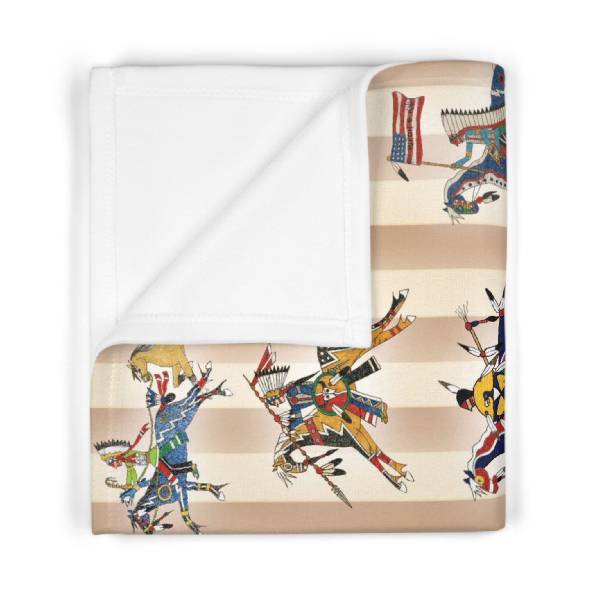 Butch Thunderhawk Ledger Horses Baby Blanket – White Corn Wear
