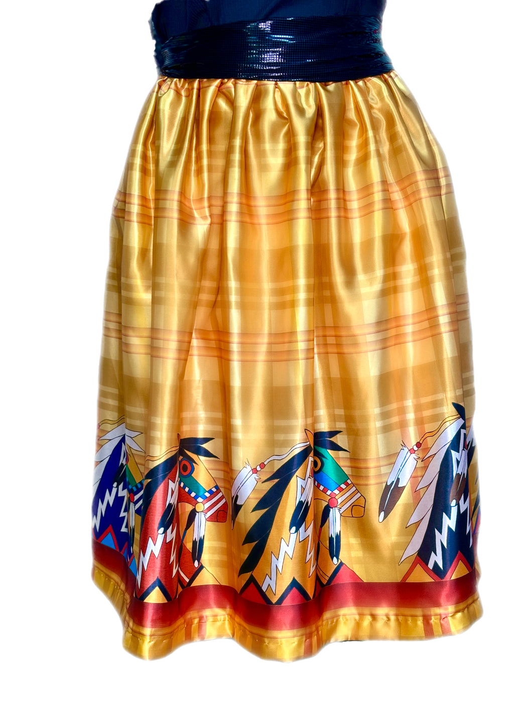 Gold Plaid with Horses