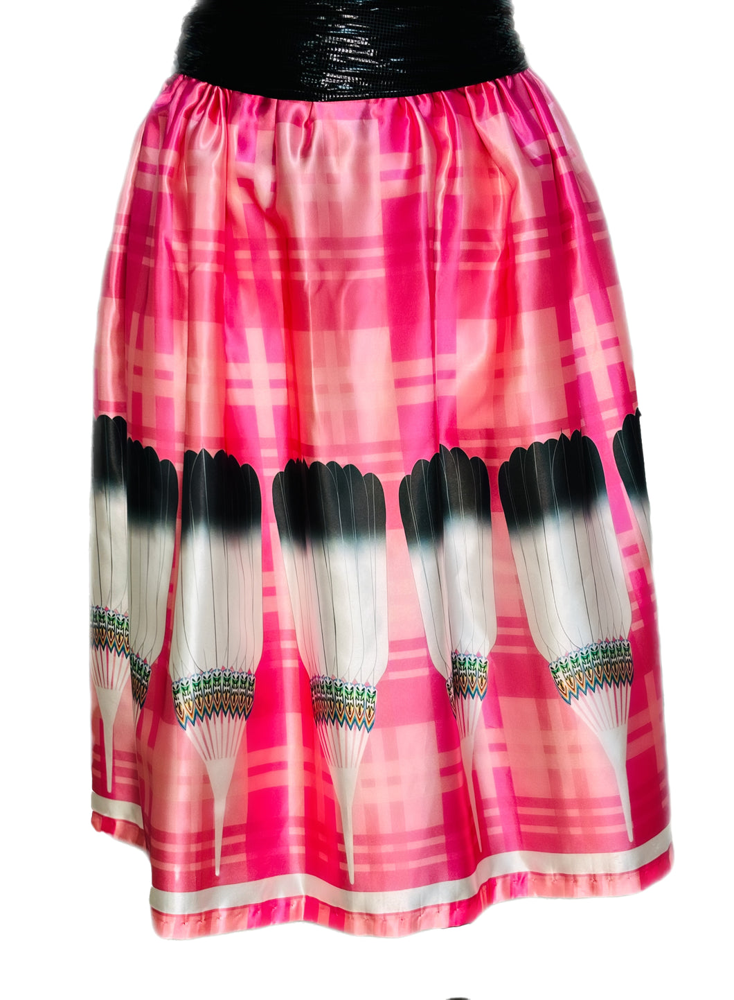 Plaid Pink with Black & White Fans