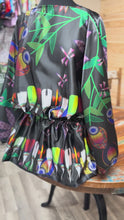 Load and play video in Gallery viewer, Custom Satin Blouse - Peyote Fan on floral
