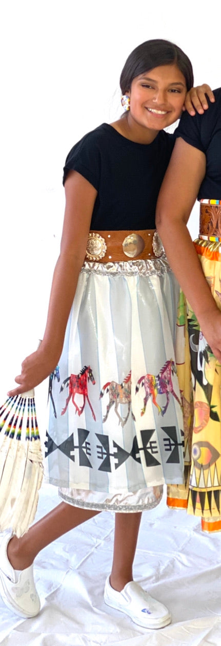 Chiffon Overlay - Horses - Grey and White stripes
